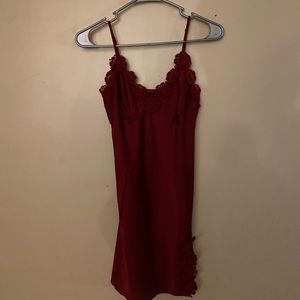 Maroon/Red Slip dress lingerie